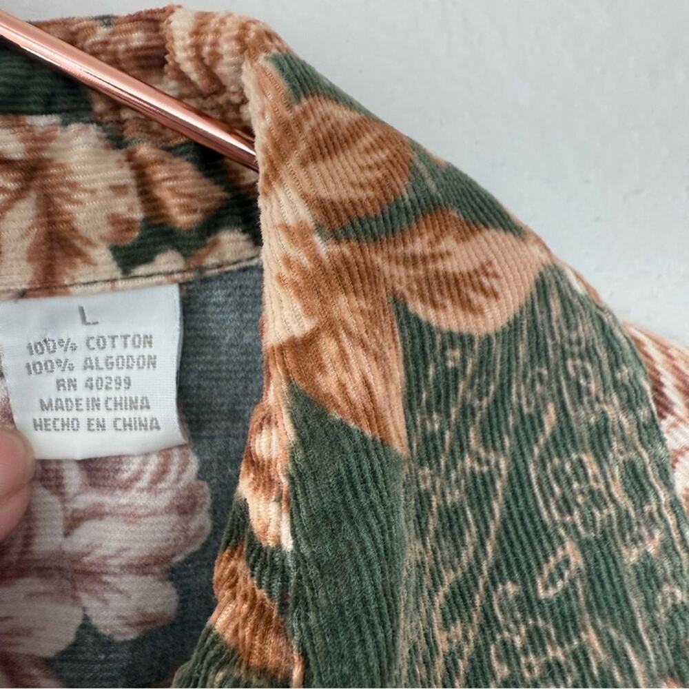 Erika Floral Corduroy Long Sleeve Button Up Jacket Coastal Grandma Boho Size L - Picture 4 of 4